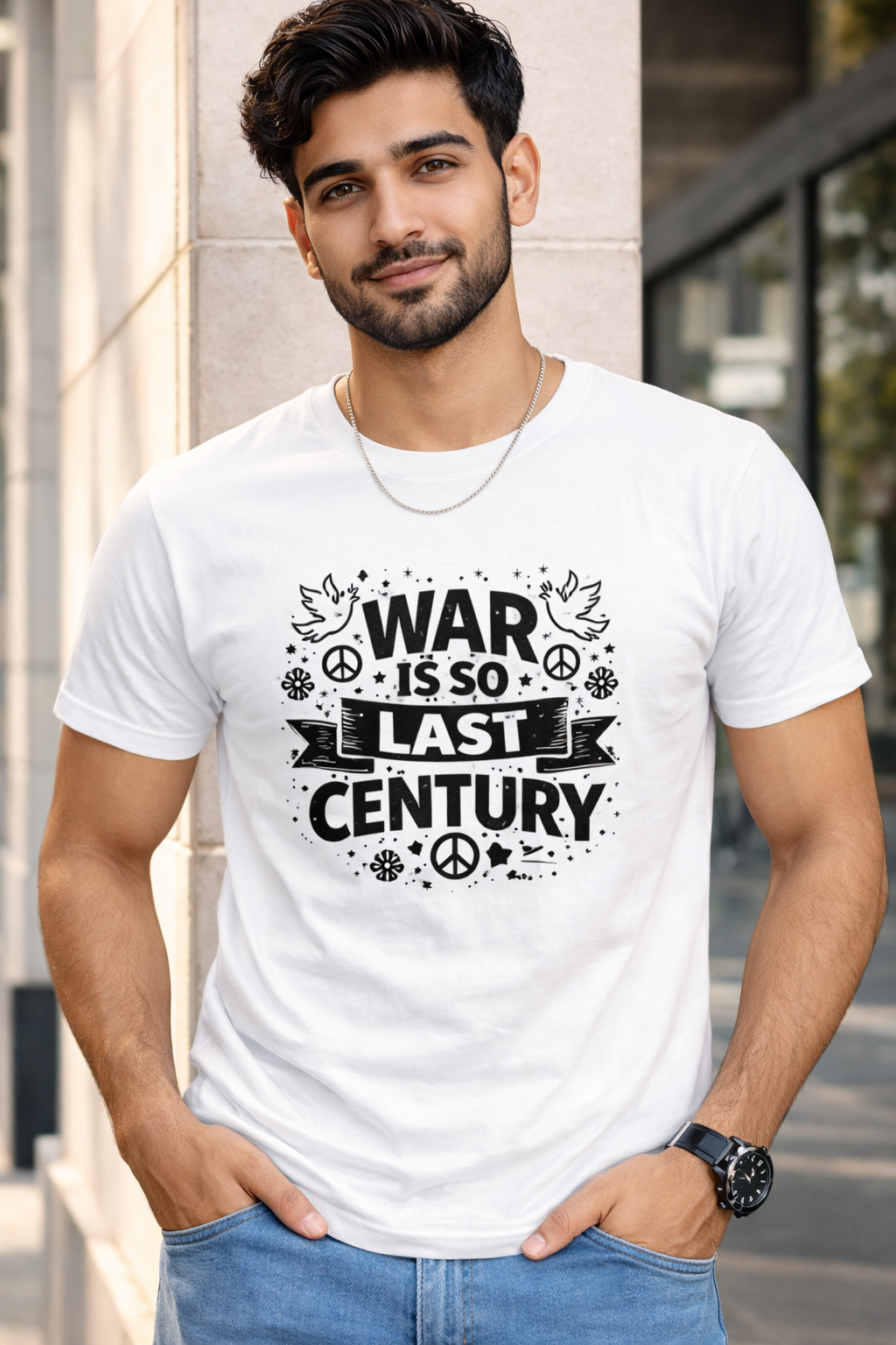 War is So Last Century (Unisex) White T-Shirt
