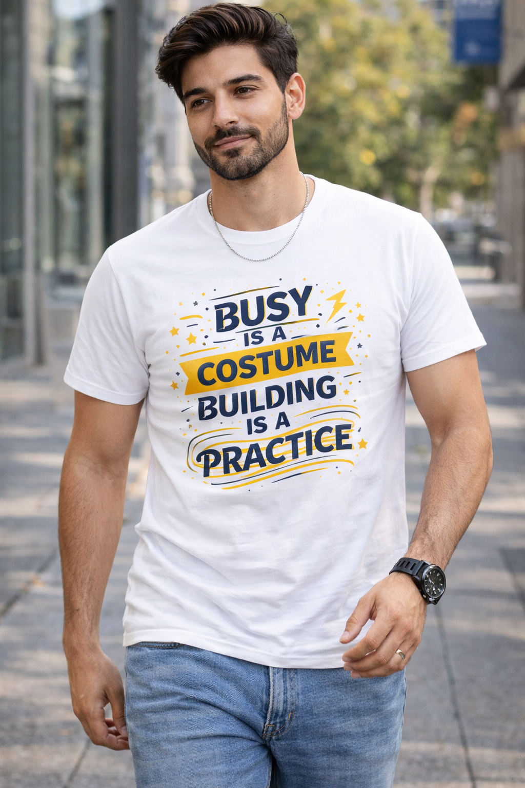Busy is a Costume (Unisex) White T-Shirt